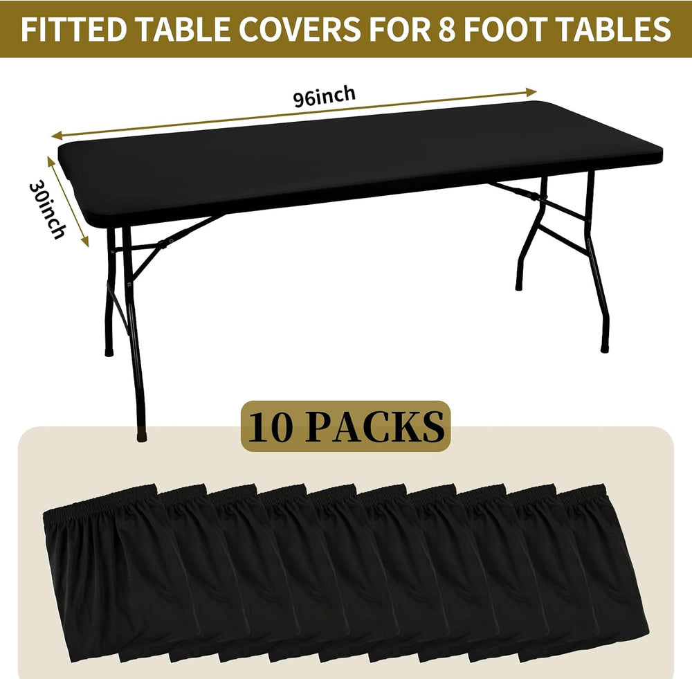 10 Pack Stretch Table Top Cap Cover, Black, 30" x 96"
