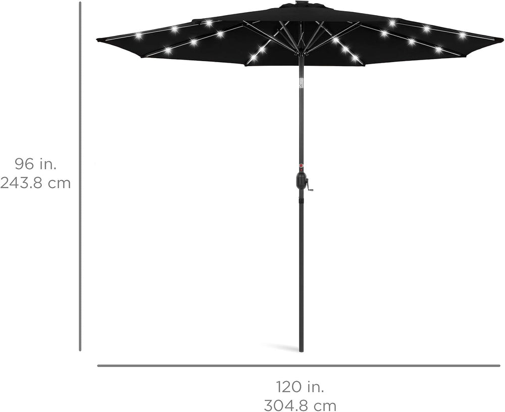 Best Choice Products 10ft Solar Polyester LED Lighted Patio Umbrella w/Tilt A...