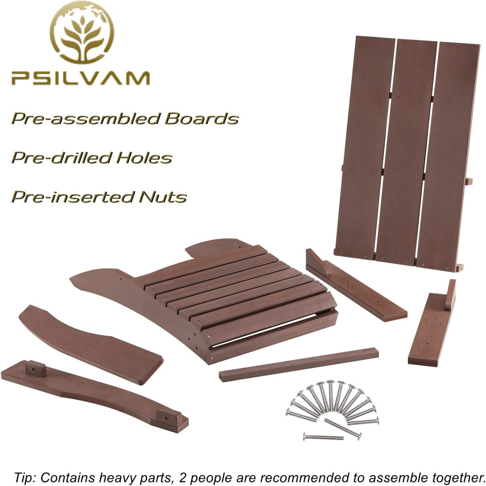 Psilvam Modern Adirondack Chairs 1 PC, Dark Brown