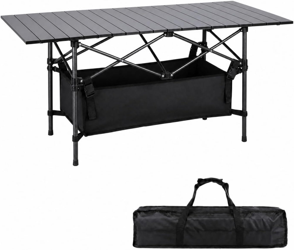 Moosinily Camping Table 4Ft Lightweight Metal Folding Picnic Camp Table Porta...