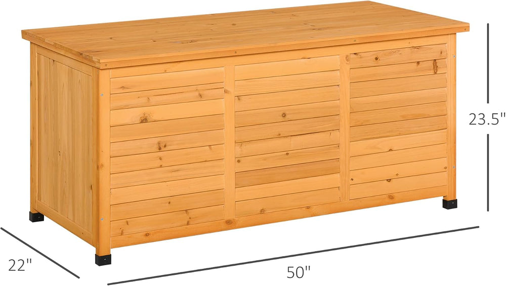Outsunny 75 Gallon Wooden Deck Box Outdoor Storage Container Yellow