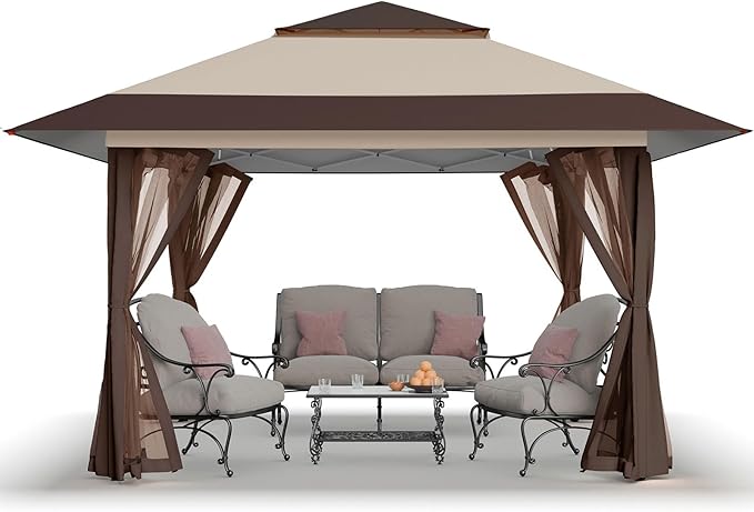 CROWN SHADES 13x13 Pop Up Gazebo, Canopy Tent, Gazebos on Clearance - Outdoor...