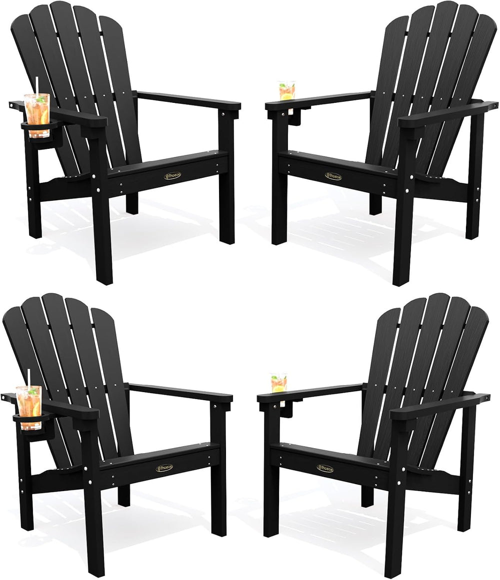 THOEOE Stackable Adirondack Chair Set of 4, HDPE Fire Pit Chairs Set of 4