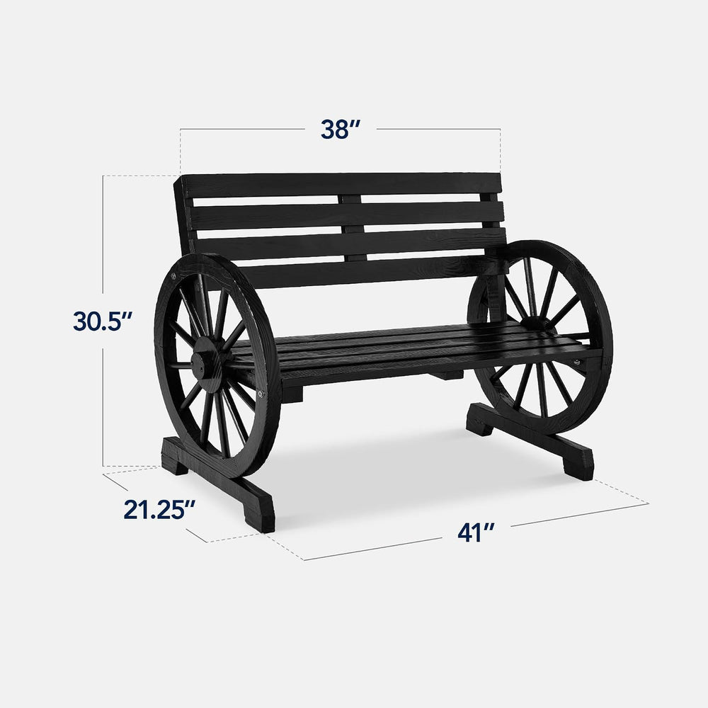 Best Choice Products 2-Person Wooden Wagon Wheel Bench for Backyard, Patio, P...