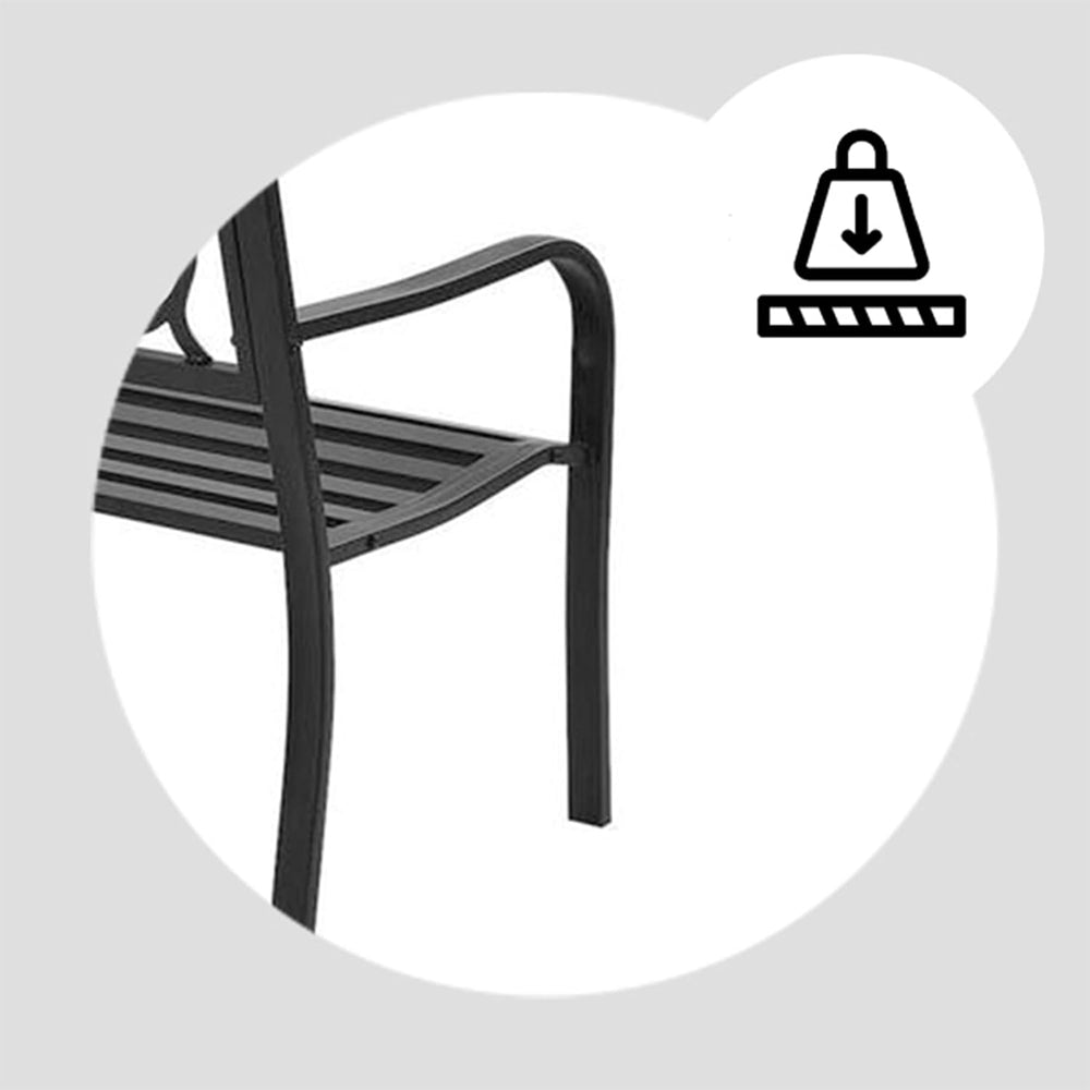 Four Seasons Courtyard Welcome Outdoor Park Bench Powder Coated Steel Frame F...