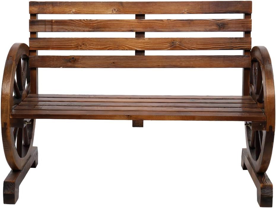 41in Outdoor Wooden Garden Bench, 2-Person, Brown