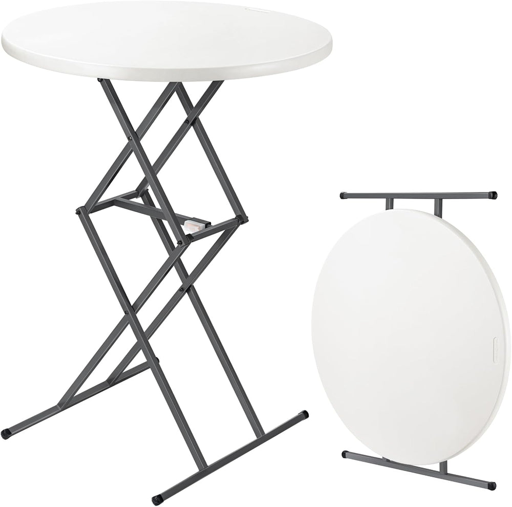 FanttikOutdoor Folding Table Round 32" Quick Adjust 4 Heights Party, Patio