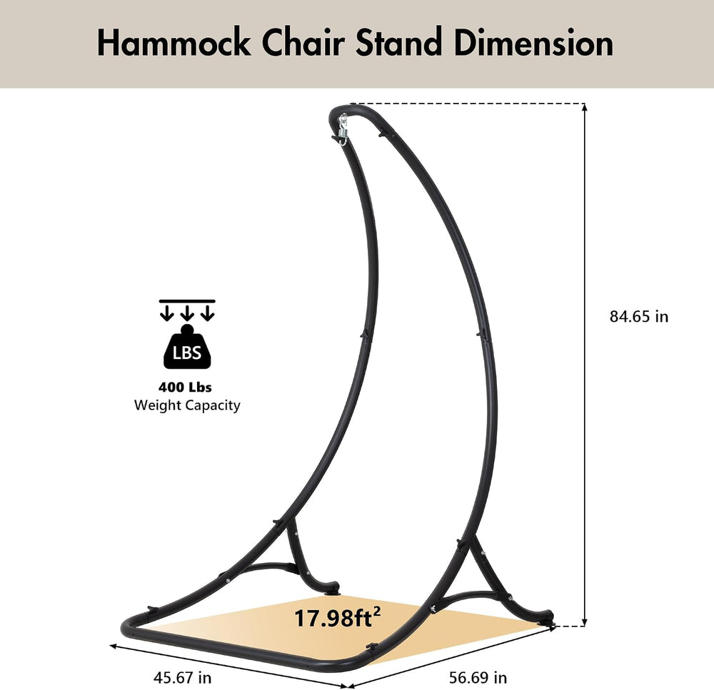 ANOW Heavy Duty Steel Hammock Chair Swing Stand Only for Outside, Black