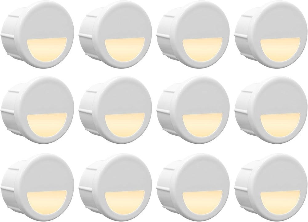 GKOLED 12 Pack Recessed Low Voltage Mini Size LED Step Riser Light, Φ1 Halfmo...