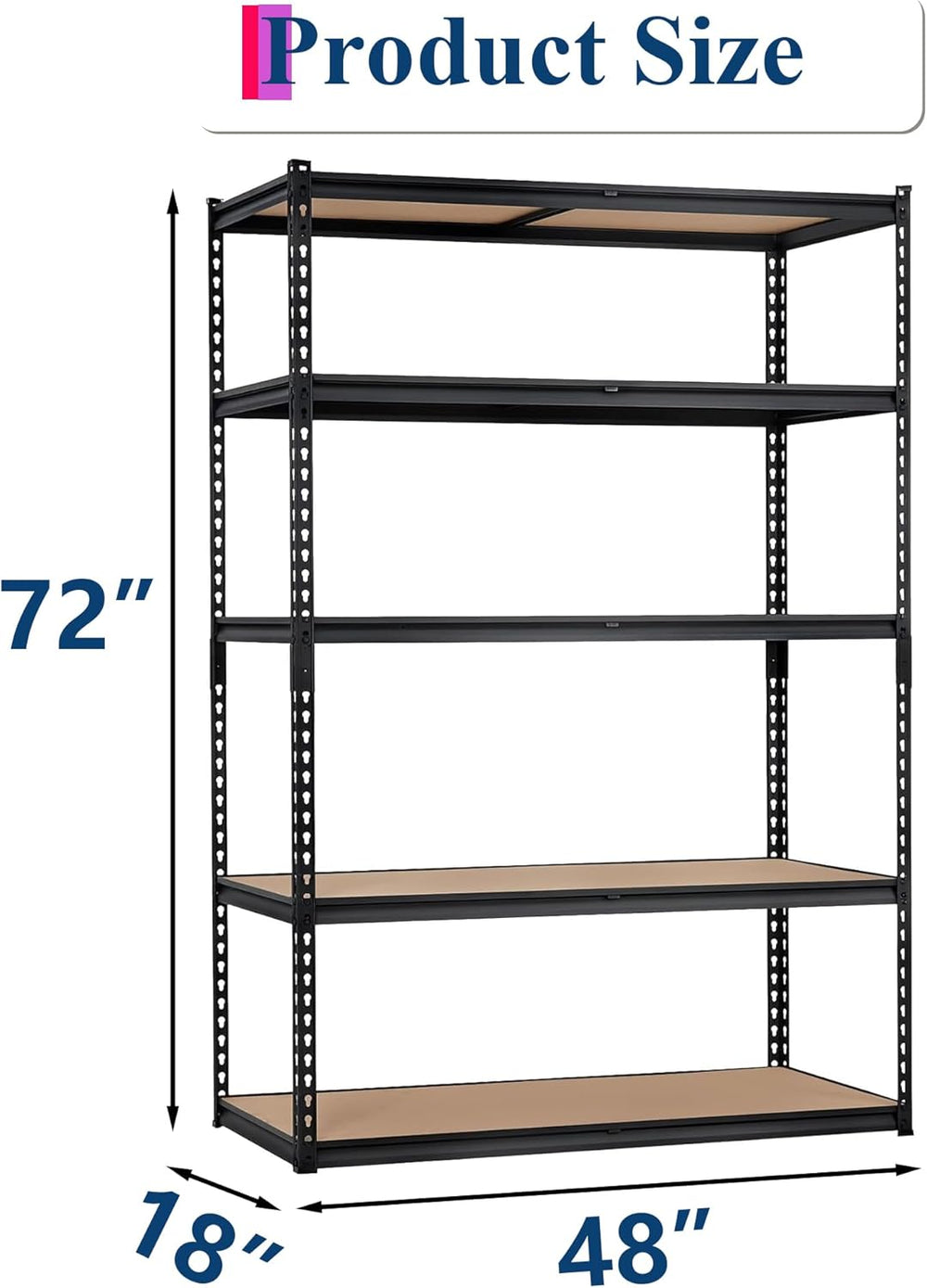 Heavy Duty Garage Storage Shelves 5-Tier Metal Adjustable Shelving Unit Stora...