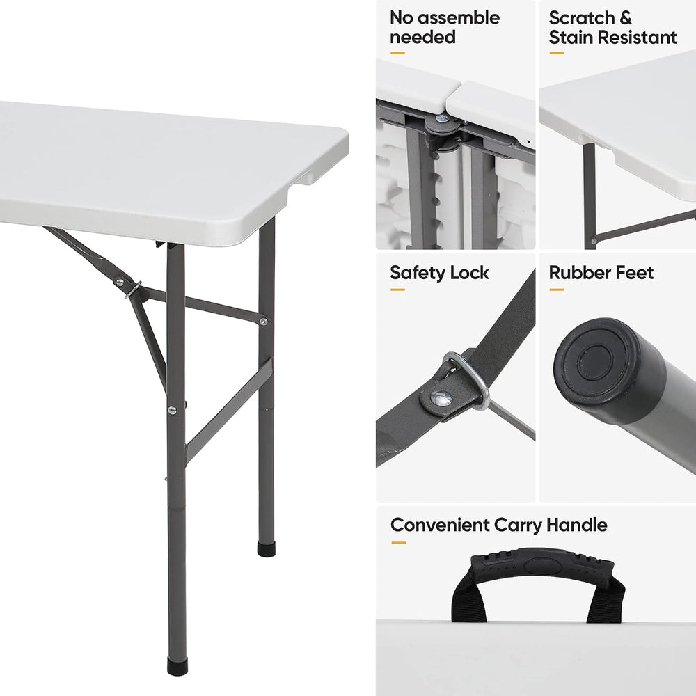 SUPER DEAL Portable 4 Foot Plastic Folding Table, Small Indoor Outdoor Heavy ...