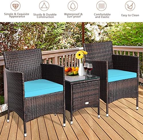 KOTEK 3 Piece Patio Furniture Set, Blue