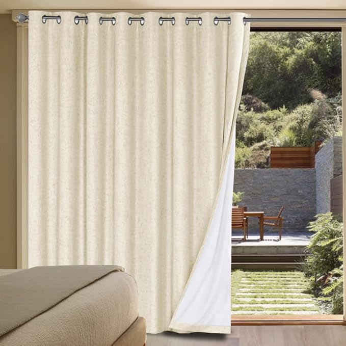 H.VERSAILTEX Linen Blackout Curtains Durable Thick Textured Linen Look 100% B...