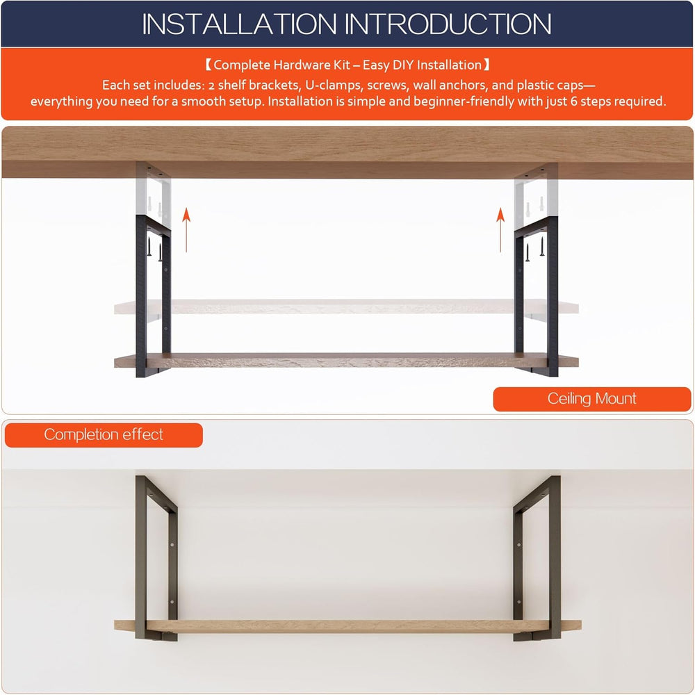 3-Tier Square Shelf Bracket, Wall & Ceiling Mount, 3 Pack