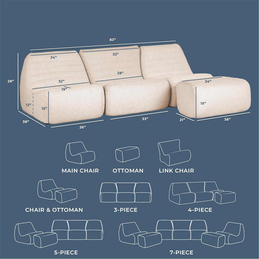 Big Joe Solvana Outdoor Sectional, 4 Piece Patio Furniture Set, Performance L...