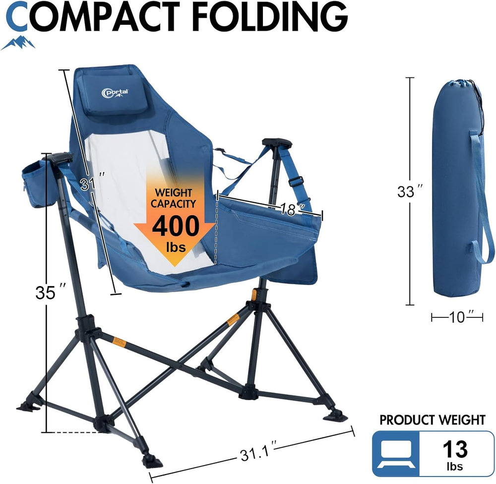 Portal Hammock Camping Chair Heavy Duty 400lbs - Breathable Mesh Outdoor Swin...