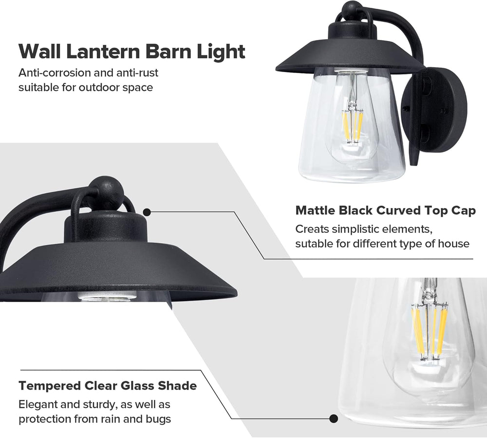 LUTEC Outdoor Indoor Wall Lantern, Farmhouse Barn Wall Sconce Lighting Fixtur...