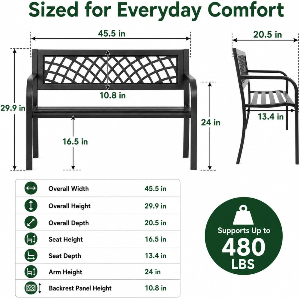Meet perfect Outdoor Garden Bench Metal, Black