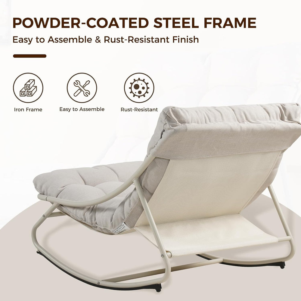 Grand patio Rocking Chair with Cushion for Indoor and Outdoor, Beige