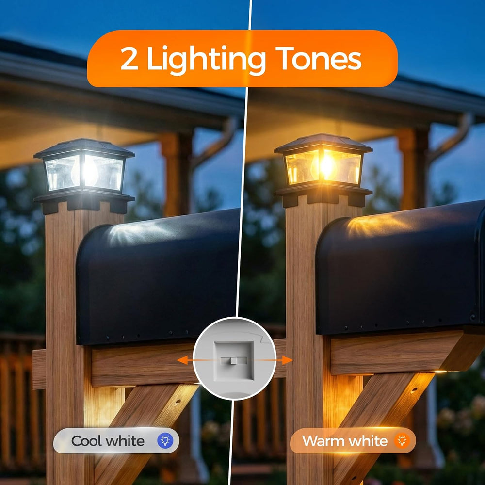 VOLISUN Metal Solar Post Cap Lights, Edison Bulb Light 2Pack,Black
