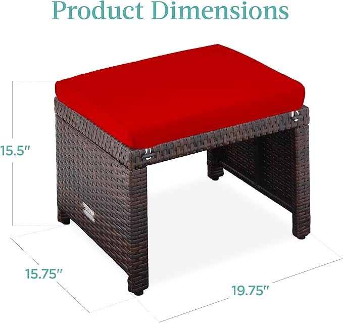 Best Choice Products Set of 2 Wicker Ottomans, Multipurpose Outdoor Furniture...
