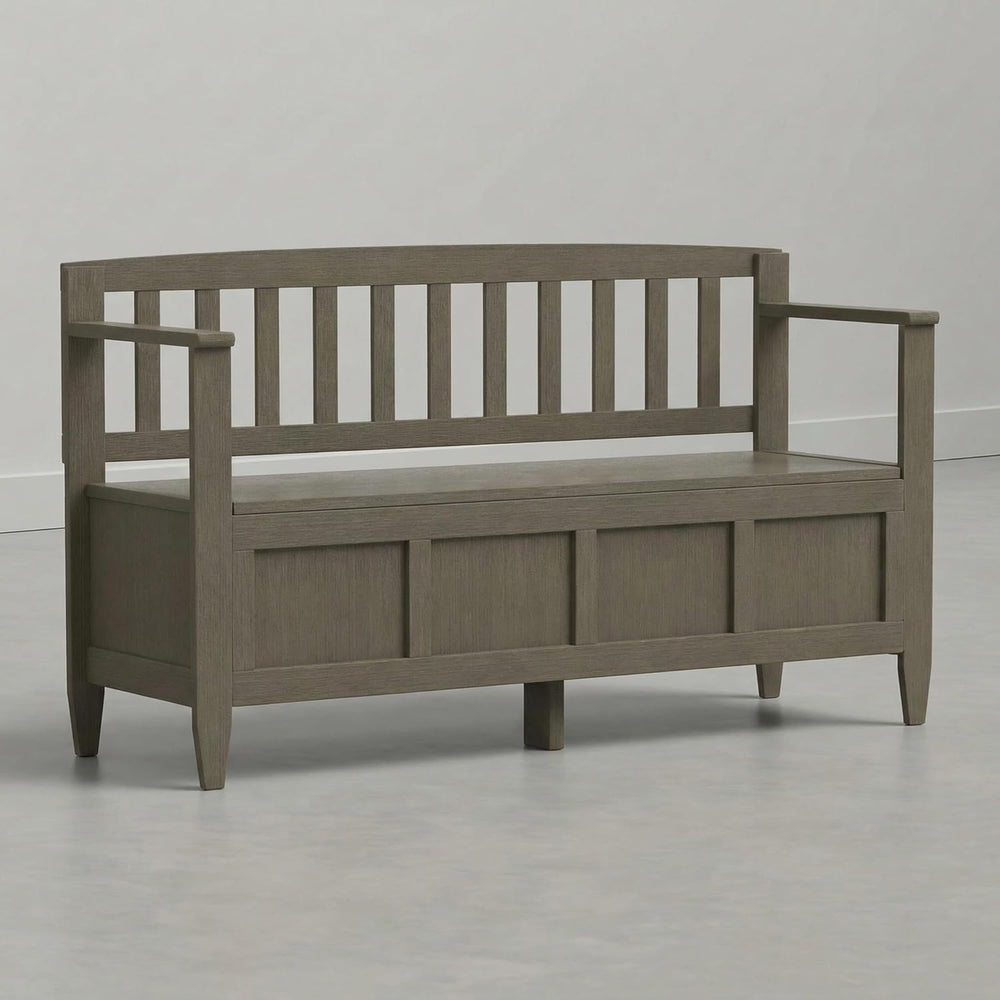 SIMPLIHOME Brooklyn 48" Wide Solid Wood Storage Bench in Aged Grey
