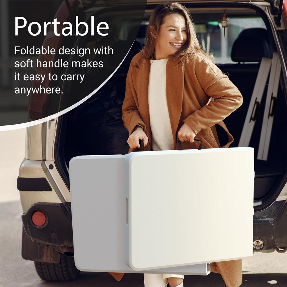 6 Feet Foldable Table with Built in Handle & Steel Legs | 6FT Heavy Duty ...