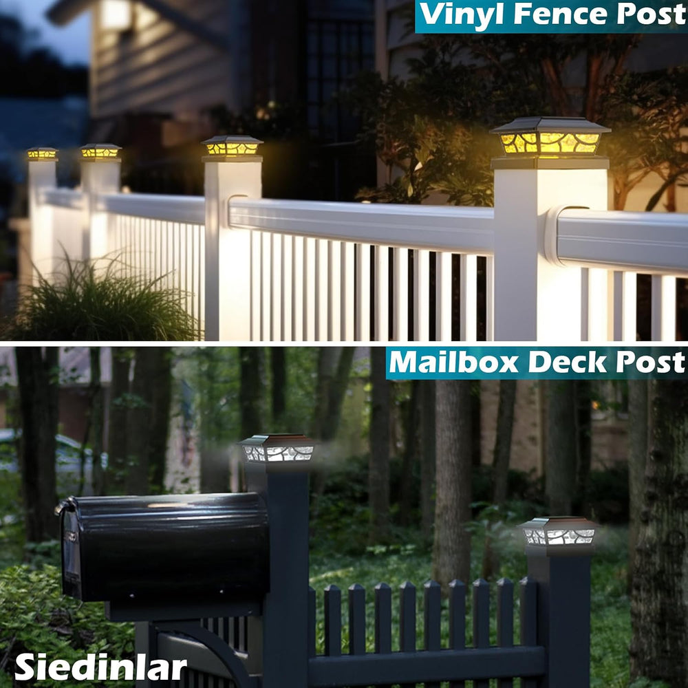 SIEDiNLAR Solar Post Lights Outdoor 4 Modes, 8 Pack Black, Warm/Cool White