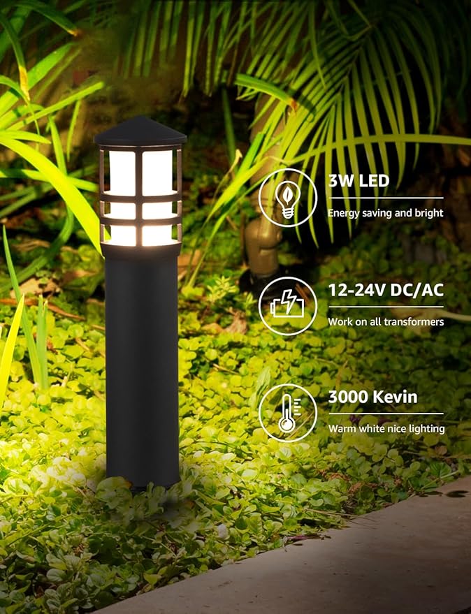 SUNVIE 12-Pack Low Voltage Landscape Pathway Lights 3W Outdoor Landscape Ligh...