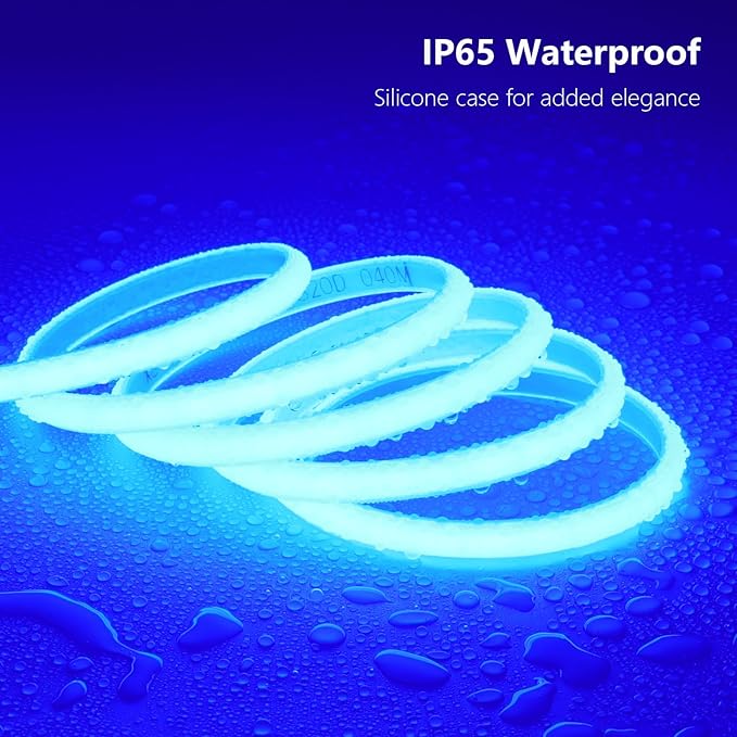AC 110V COB LED Strip Lights Outdoor Waterproof 65.6ft, Blue Super Bright 200...