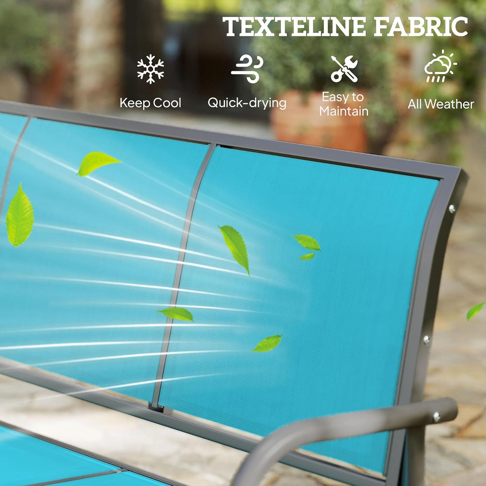 Outsunny 3-Person Patio Glider Bench Outside 3 Seats Blue