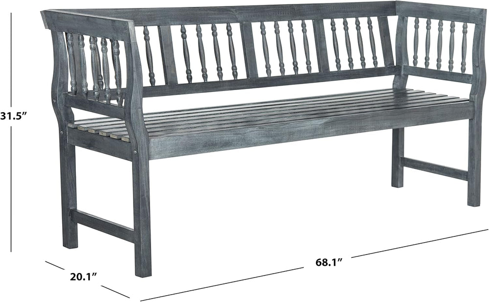SAFAVIEH Outdoor Brentwood Wood Bench, 72.1" Ash Grey PAT6732B