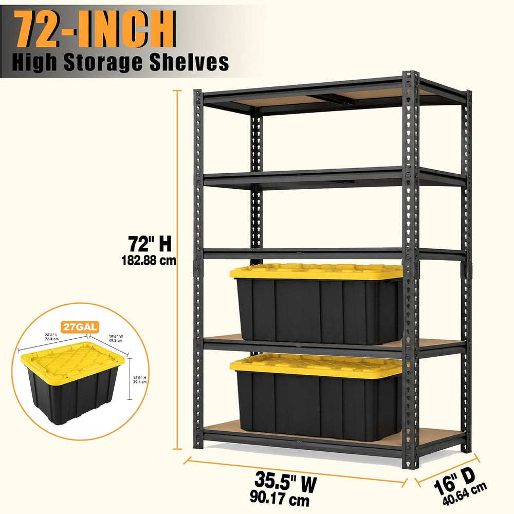 Garage Shelving Load 2400LBS,72H Storage Shelves for Garage