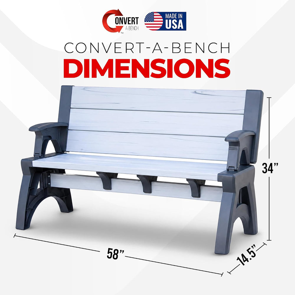 Convert-a-Bench 2-in-1 Outdoor Bench & Folding Picnic Table, Convertible