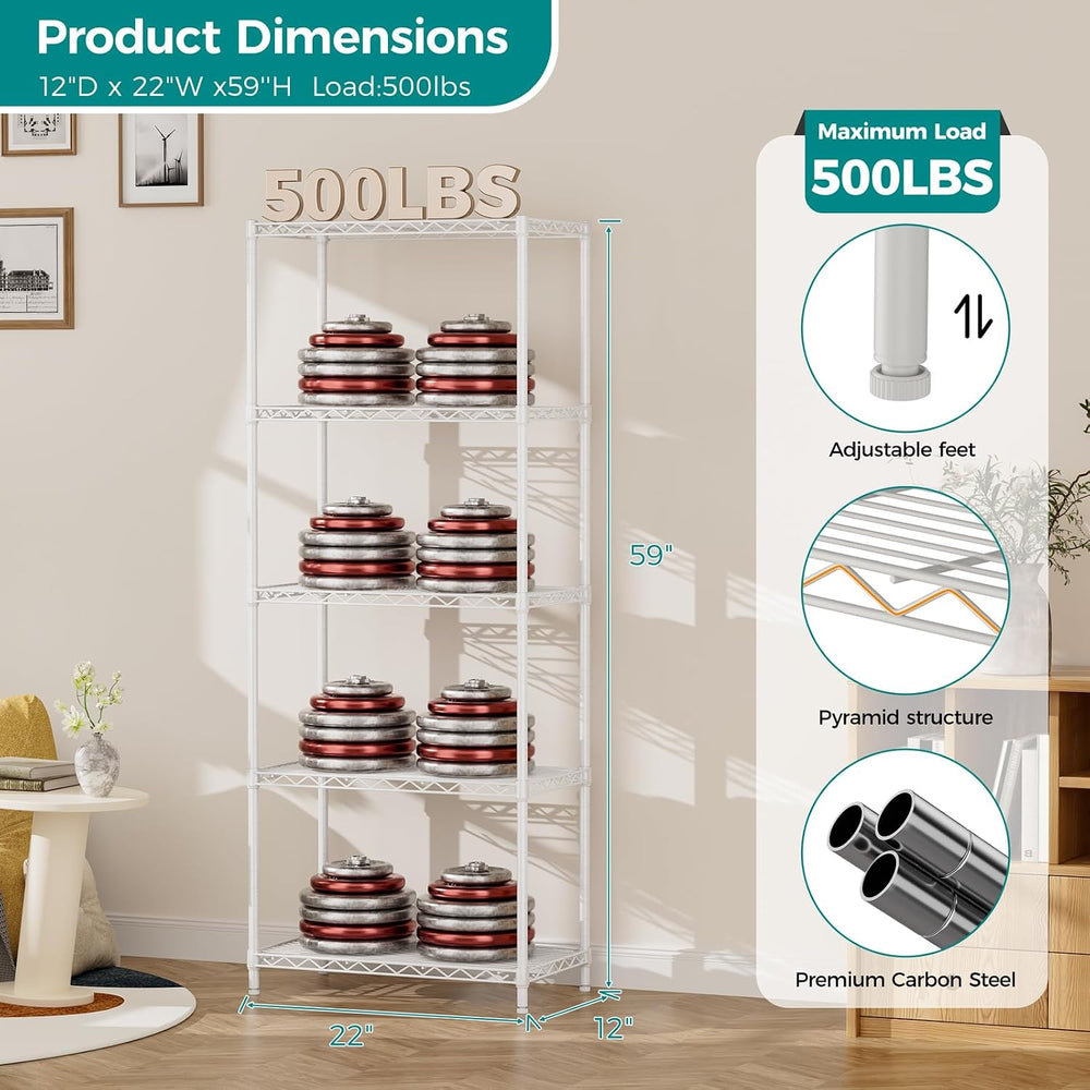 5 Metal Shelves Wire Shelving Storage Shelf Adjustable Unit Pantry