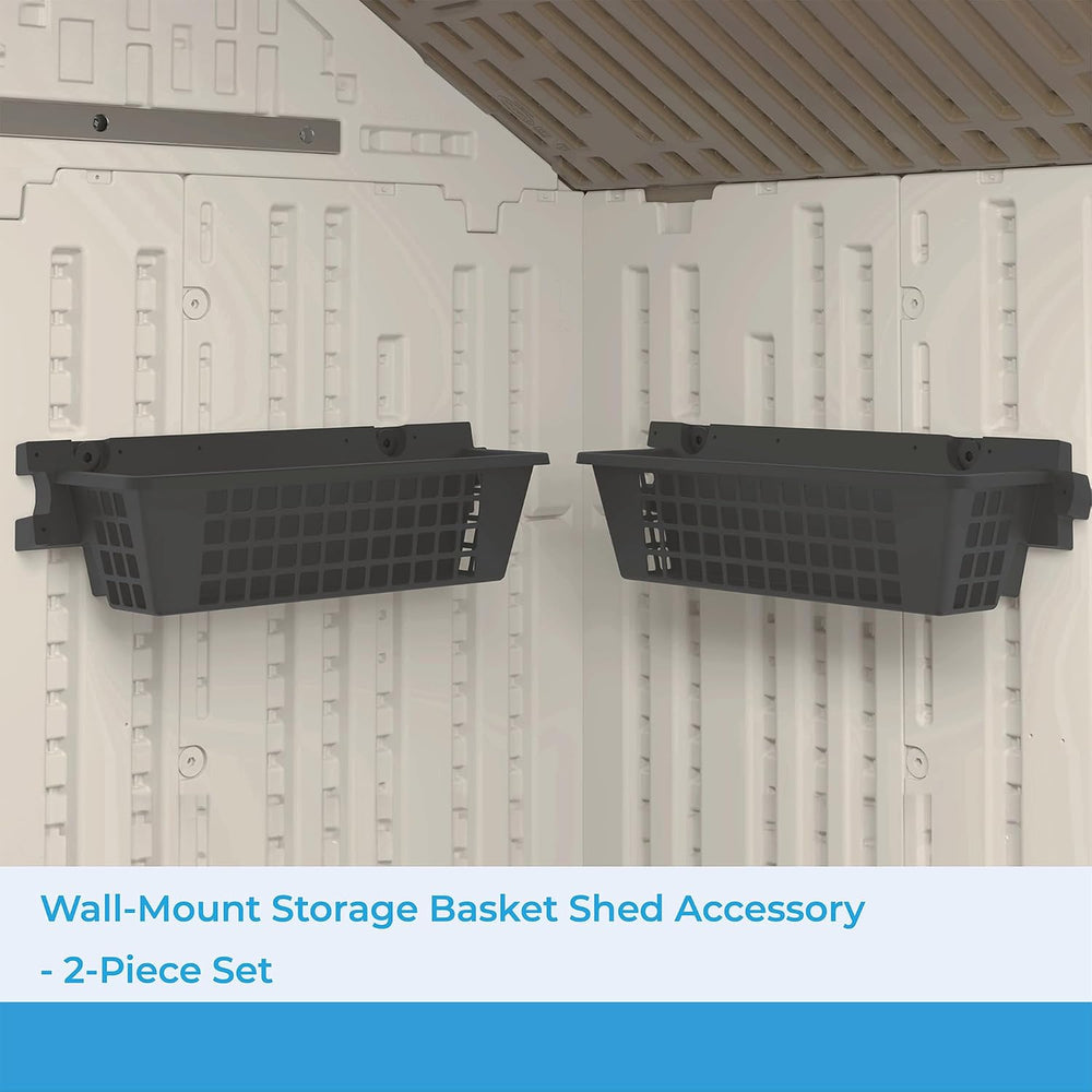 Suncast 2-Pack Accessory Baskets, Resin Organizers for Shed, Black, 25" ...