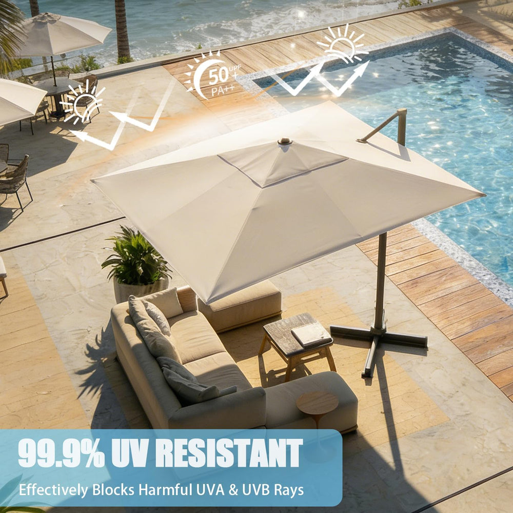 GarveeLife Large Cantilever Patio Umbrella, 10 ft X 10 ft Heavy Duty Aluminum...