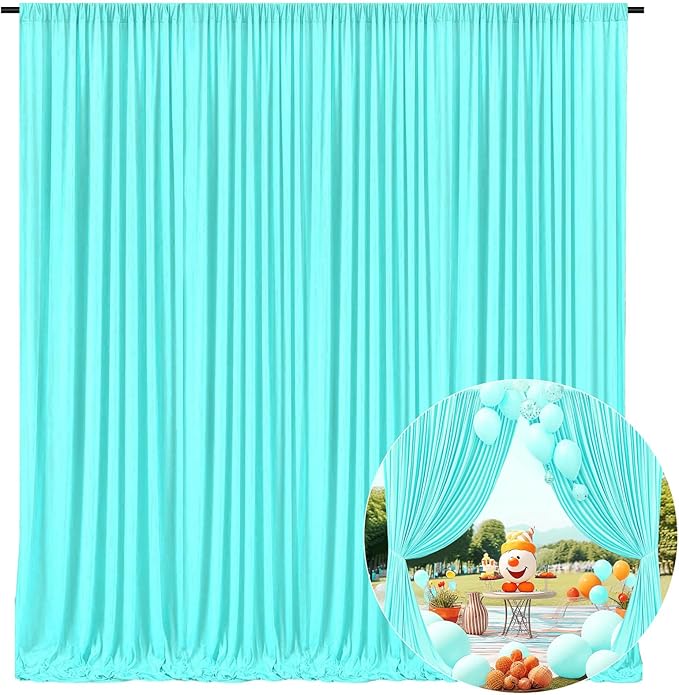 10 x 7 Feet Blue-Green Backdrop Curtain for Partie, Background Curtains for P...