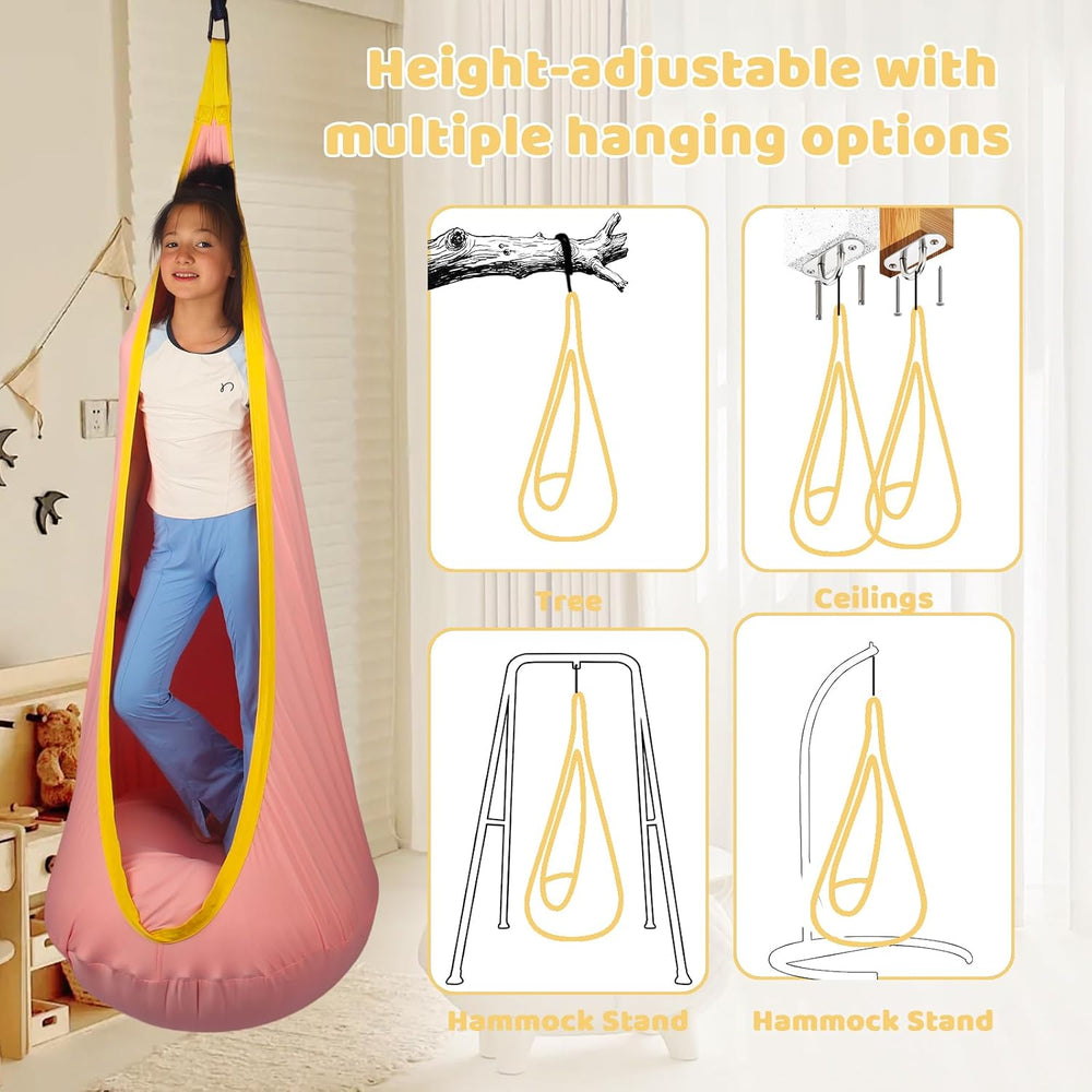 Sensory Pod Swing Hanging Seat Hammock Chair (Pink)