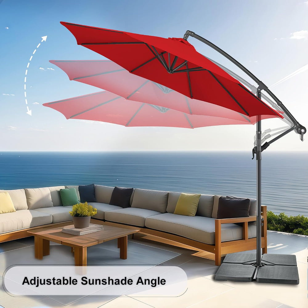 FLAME&SHADE Cantilever Patio Umbrella Outdoor, 10 FT, Red
