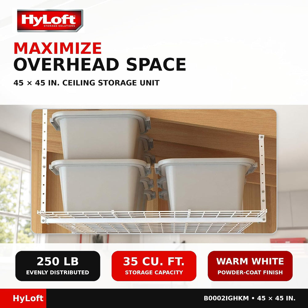 HyLoft Overhead adjustable Garage Storage Rack,Heavy Duty Steel Garage Storag...