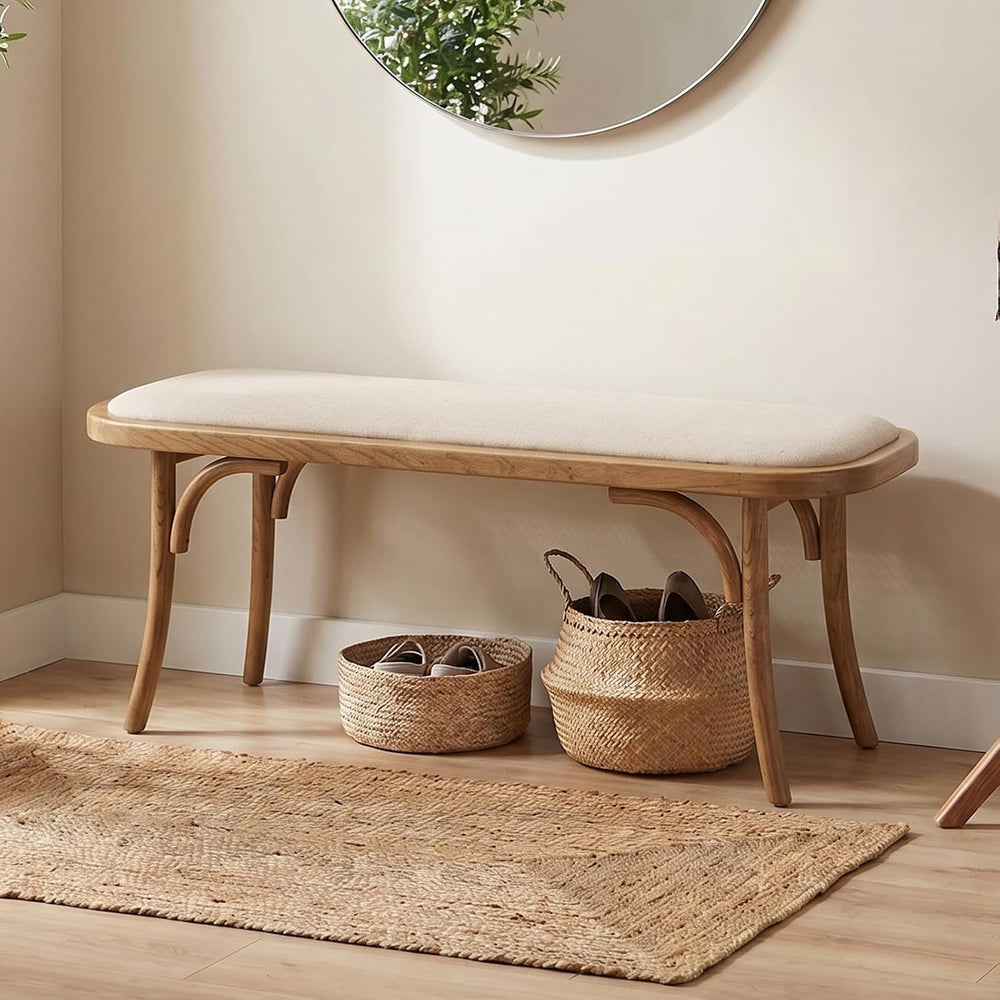 Farmhouse Wood Bench Small Entry Way Bench Seat Narrow Dining Bench Bed End I...