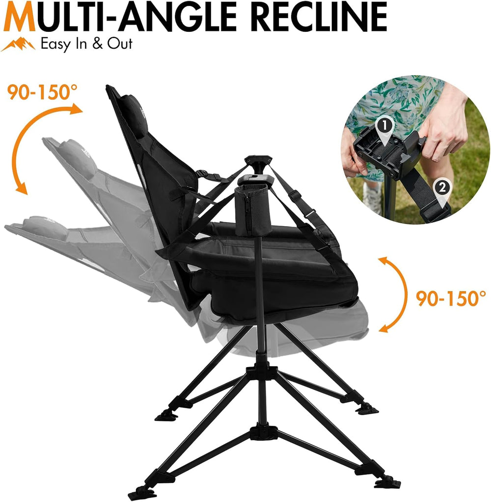 Portal Hammock Camping Chair,Adjustable Recline Backrest,Black