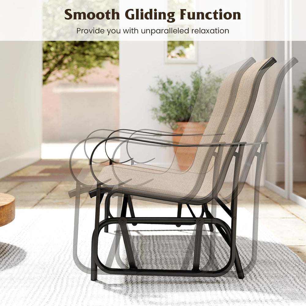 Tangkula Patio Gilder Bench, 2-Person Fabric Rocking Chair with High Backrest...