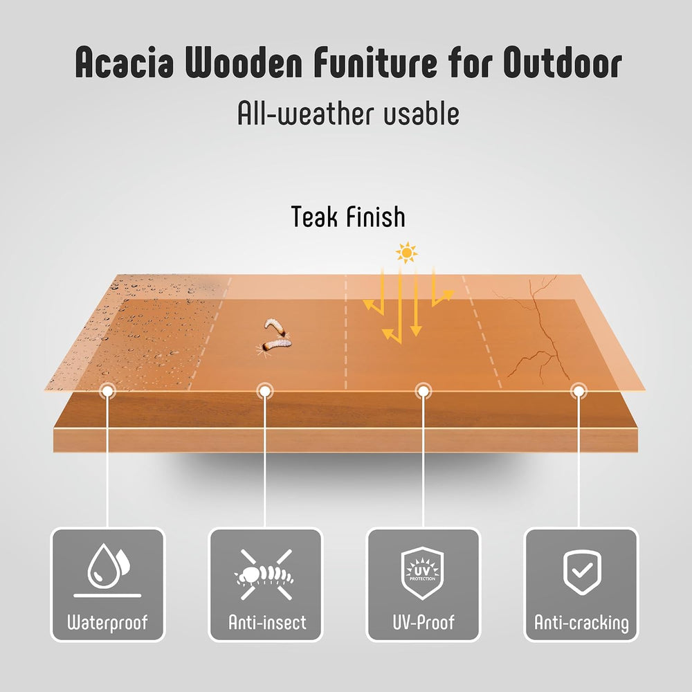 Werph 3-Piece Acacia Wood Outdoor Patio Furniture Set