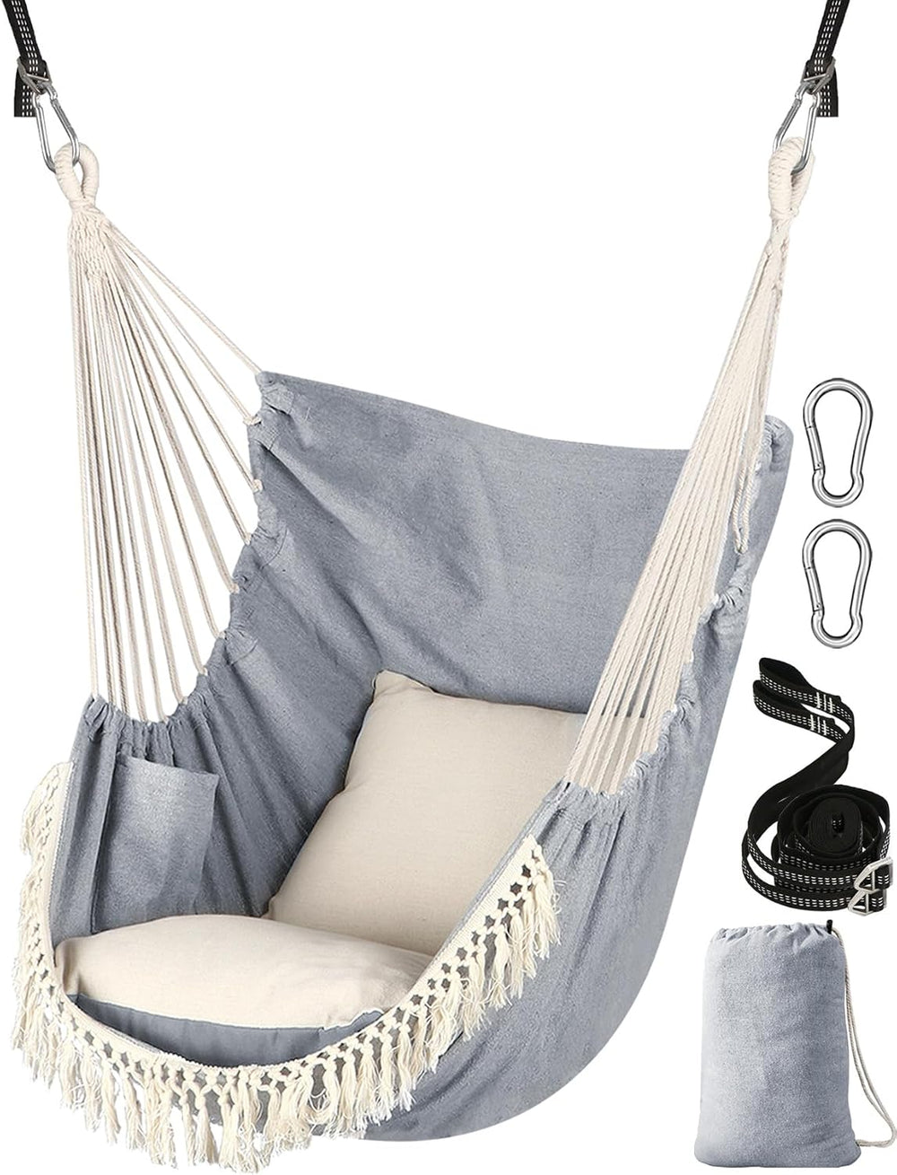 Chihee Hammock Chair with Strong Webbing Straps Hooks Suspension 2 Cushions