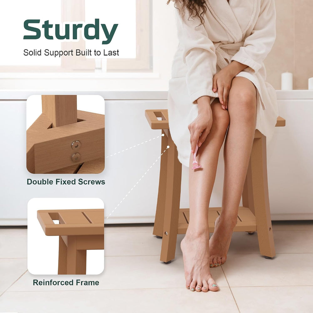 Waterproof HIPS Shower Bench for Inside Shower, Shower Stool, Brown