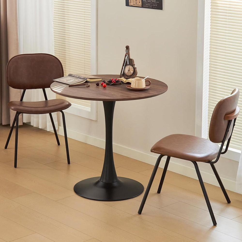 Round Dining Table, 31.5" Tulip Table (Faux Walnut)