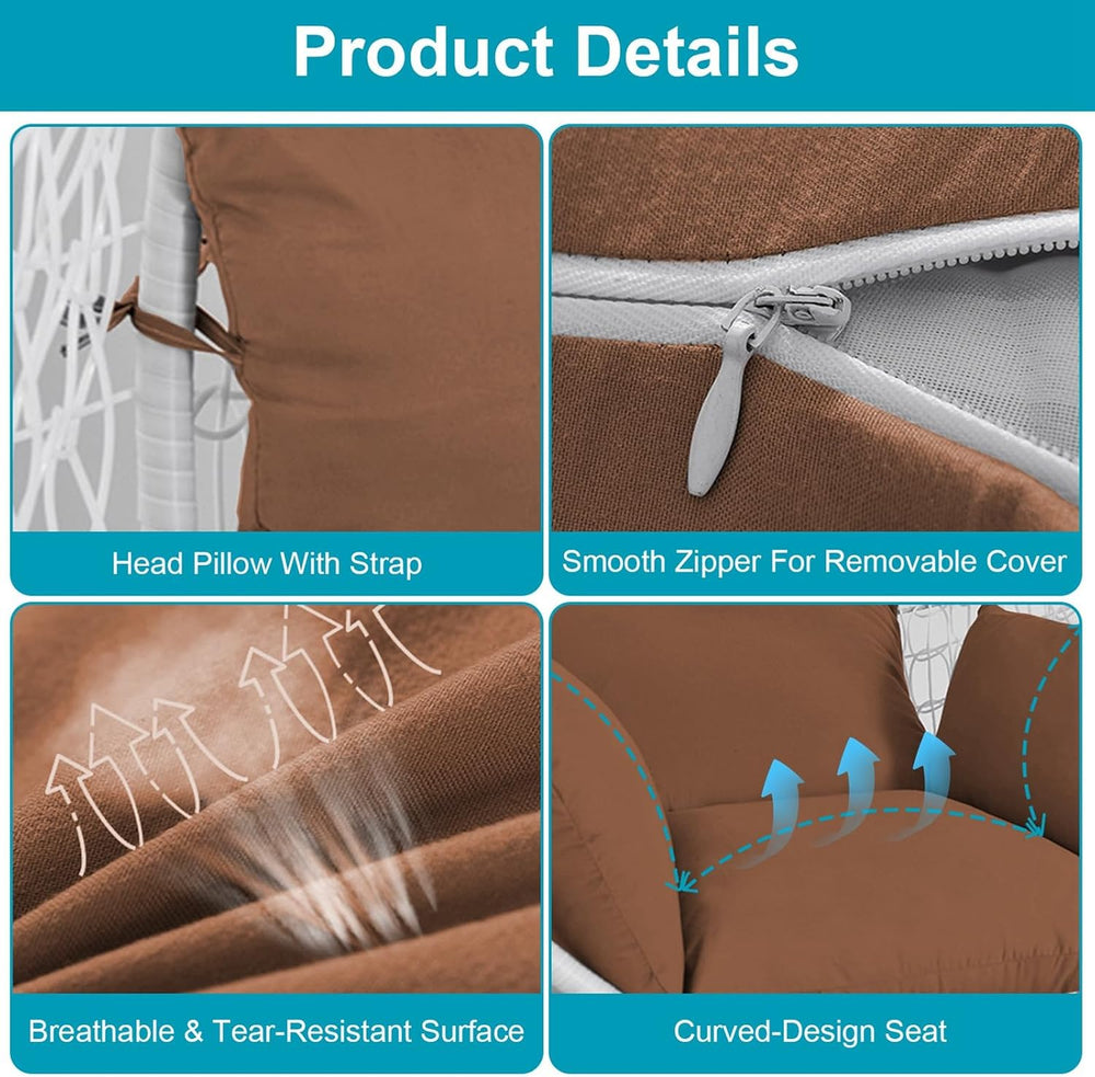 Outdoor Egg Chair Cushion, Soft Hanging Egg Chair Cushion Replacement, Washab...