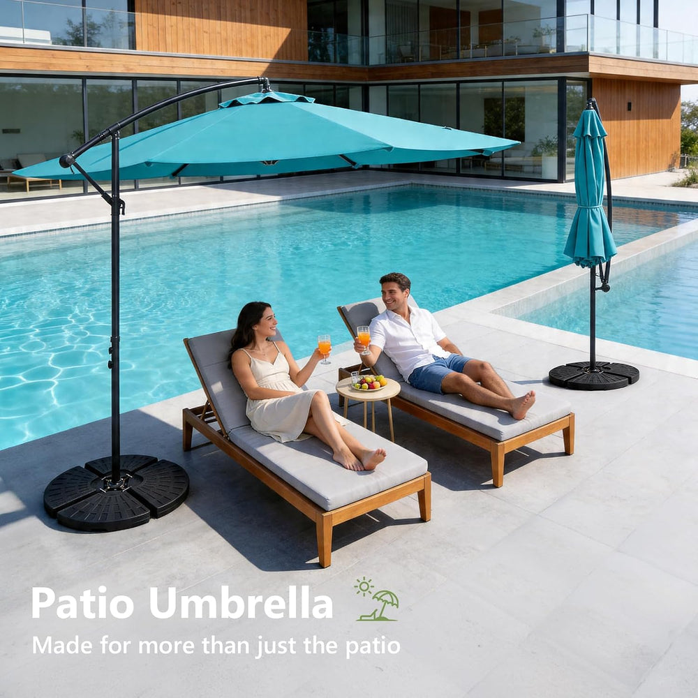 10FT Patio Umbrella, Cantilever Outdoor Umbrella with 360° Rotation & Til...
